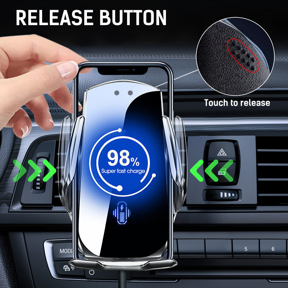 15W Wireless Car Charger Mount Phone Auto Clamping Holder Air Vent - Eastlakes Electronics